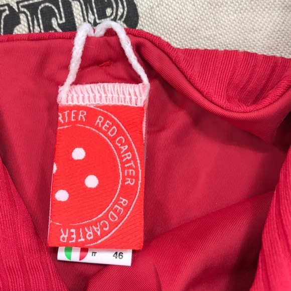 Red Carter Adanna Plunge One-Piece Halter Swimsuit - Picture 9 of 10